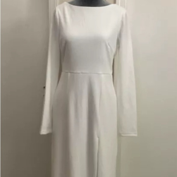 Lulus White Long Sleeve Lace V back Wedding dress Sz Small #343 - Picture 9 of 10